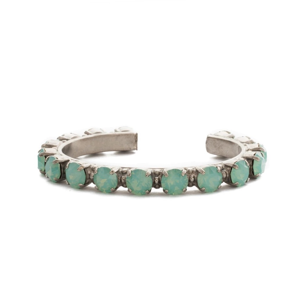NWT Sorrelli Riveting Romance Antique Silver Bracelet Pacific Opal